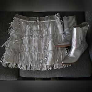 Fashion Clothing Stylish White Fringe Mini Skirt